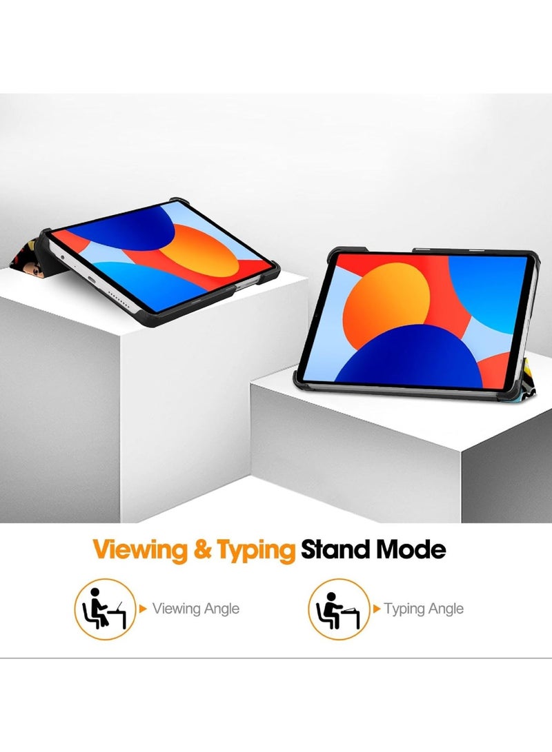 Flip Case Compatible with Xiaomi Redmi Pad SE 4G 8.7, PU Leather Cover With Stand Function, 360° Protective - Graffiti - Image 3